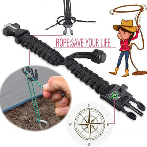 🔥5 in 1 Überlebensarmband-Feuerstarter-Laute Pfeife - Notfallmesser-Perfekt zum Wandern, Camping, Angeln und Jagen