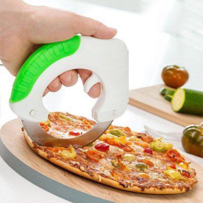 Creative Stainless Steel Wheel Rolling Knife Blade Non-slip Circular Knife Kitchen Cooking Tools