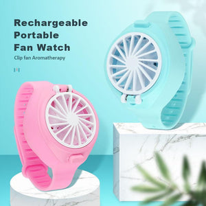 2020 New Design Personal Portable Wearable USB Rechargeable Watch Fan mini three-speed silent electric fan