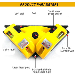 Rechtwinkliger 90° horizontaler und vertikaler Laser-Projektion mit zwei Saugnäpfen