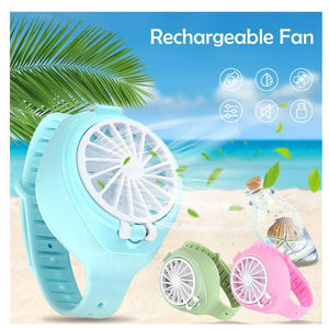 2020 New Design Personal Portable Wearable USB Rechargeable Watch Fan mini three-speed silent electric fan