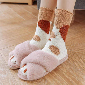 Winter Cat Claws Cute Thick Warm Sleep Floor Socks