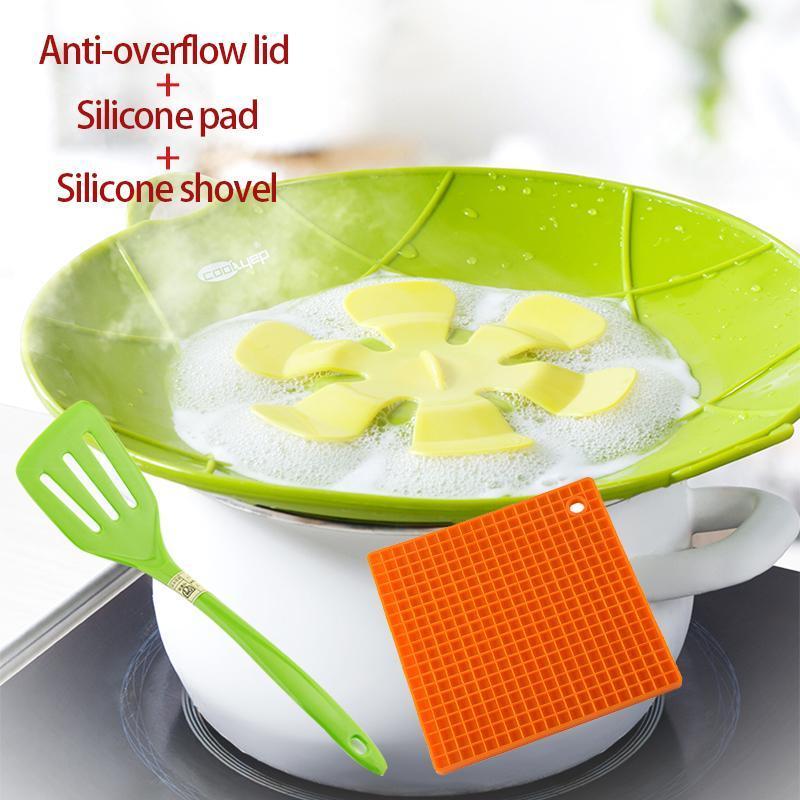 BPA Free silicone overflow-proof lid+silicone shovel + silicone pad