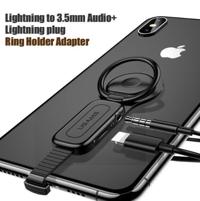 【Hot Sale Now】- Dual Lightning Ring Holder Adapter for iPhone-Fast Charge